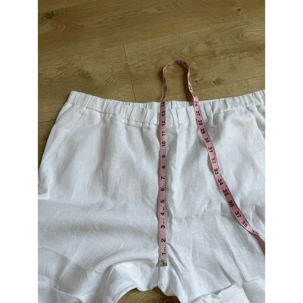 EUC Quince 100% European Linen Pants Womens Size XL White Pull on Quiet Luxury